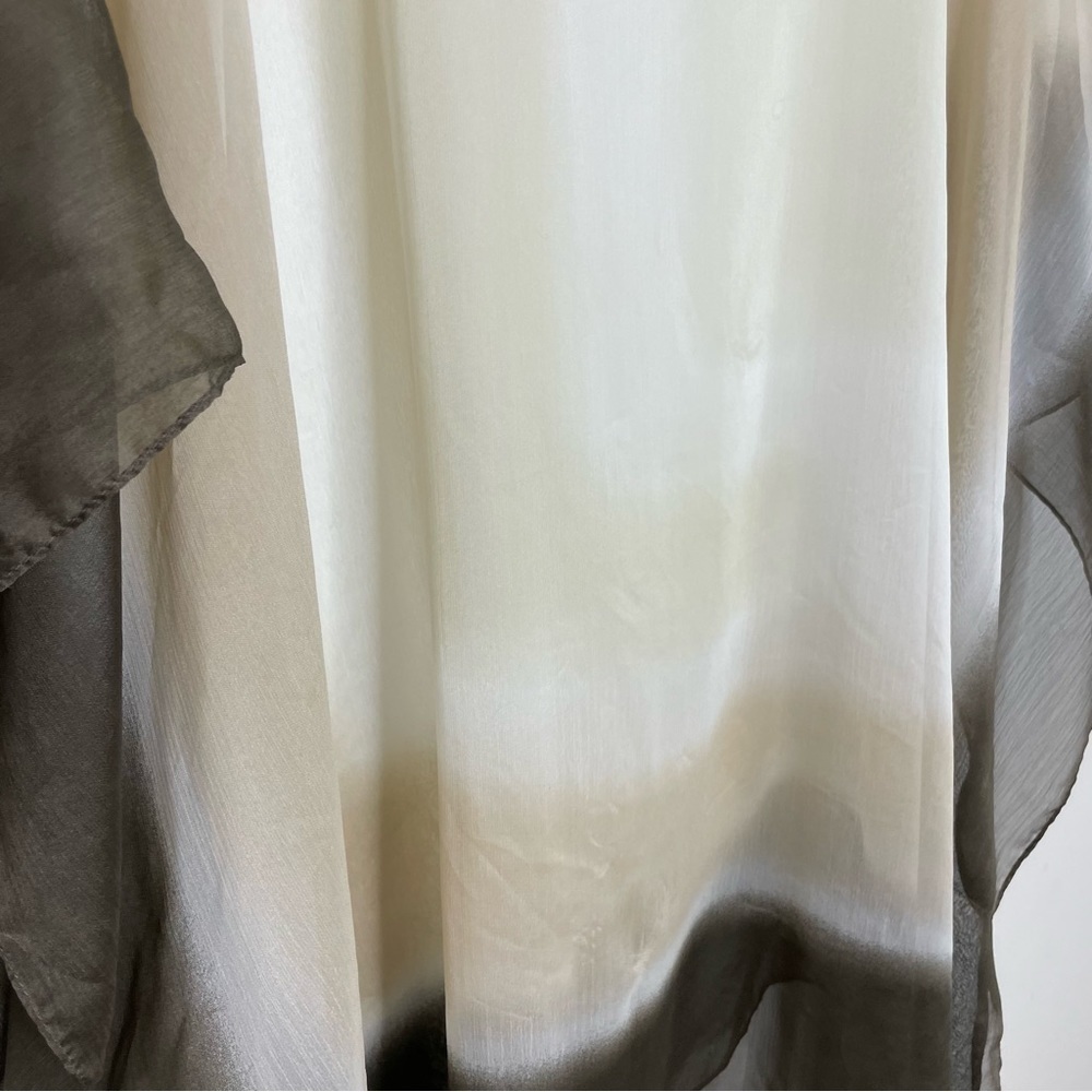 Sheer Ethereal Boho Geometric Ombré Poncho Tunic Top Minimalist Contemporary - Picture 6 of 12